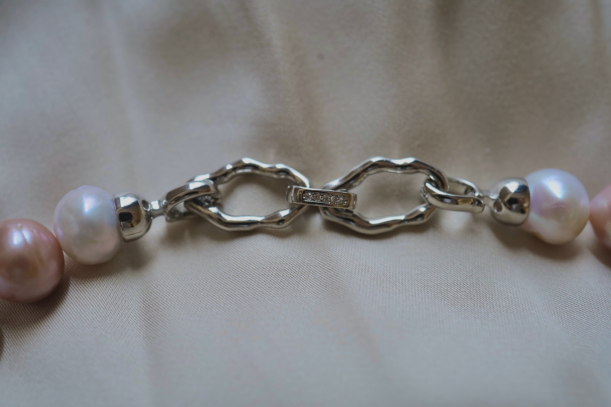N-006 | Apricot & Porcelain Organic Baroque Pearl Necklace