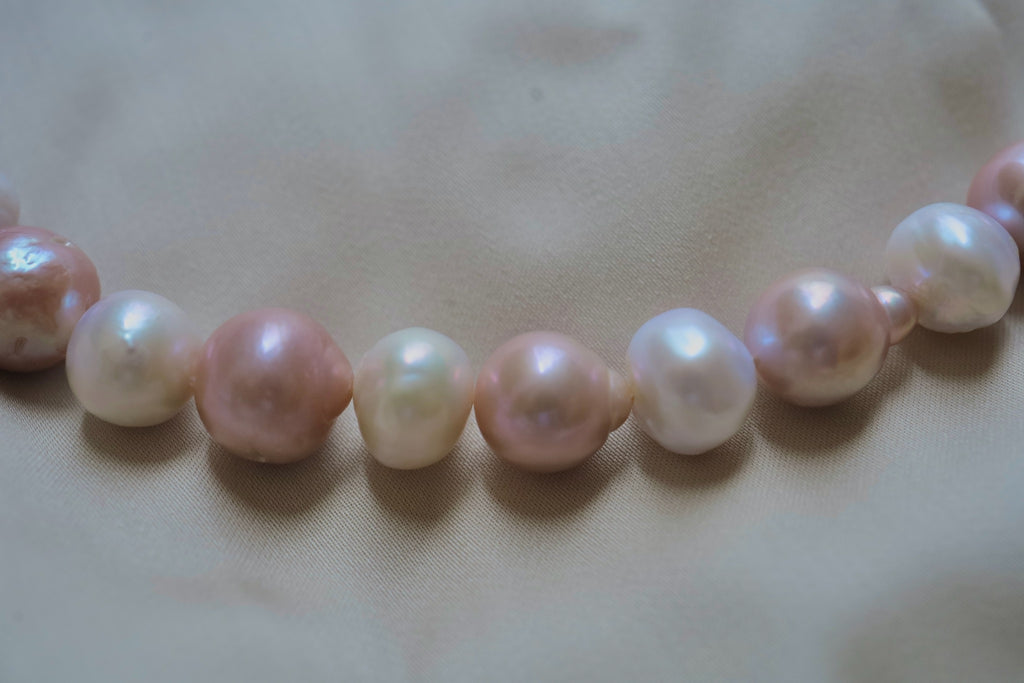 N-006 | Apricot & Porcelain Organic Baroque Pearl Necklace