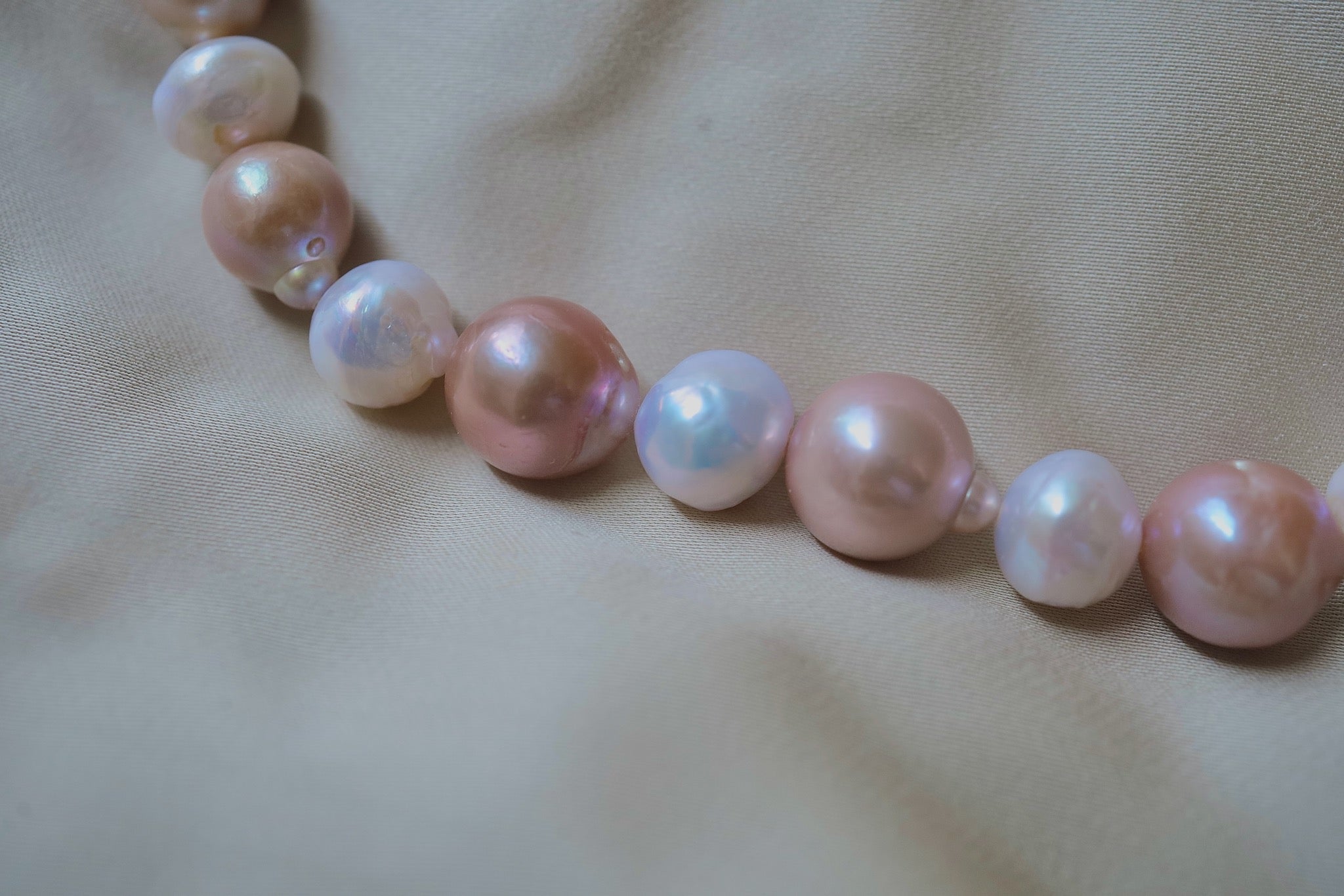 N-006 | Apricot & Porcelain Organic Baroque Pearl Necklace