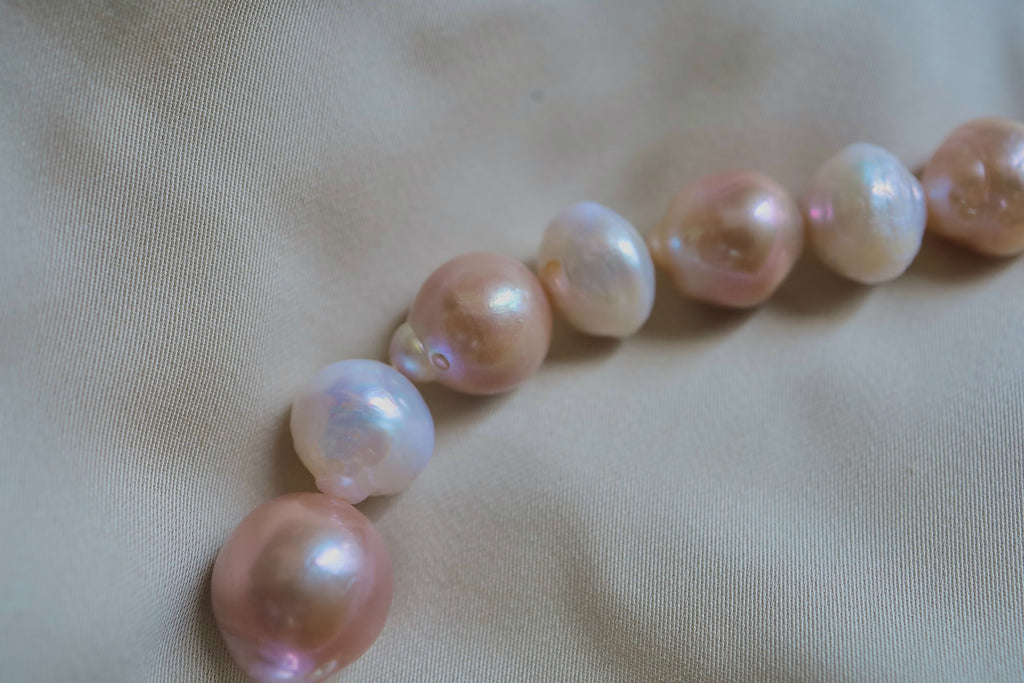 N-006 | Apricot & Porcelain Organic Baroque Pearl Necklace