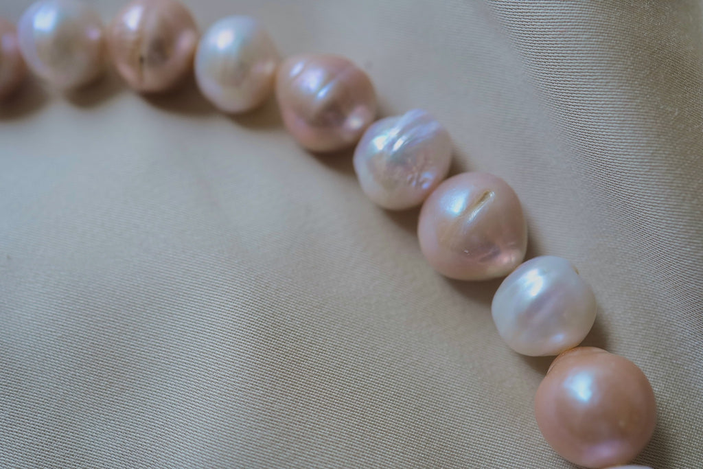 N-006 | Apricot & Porcelain Organic Baroque Pearl Necklace