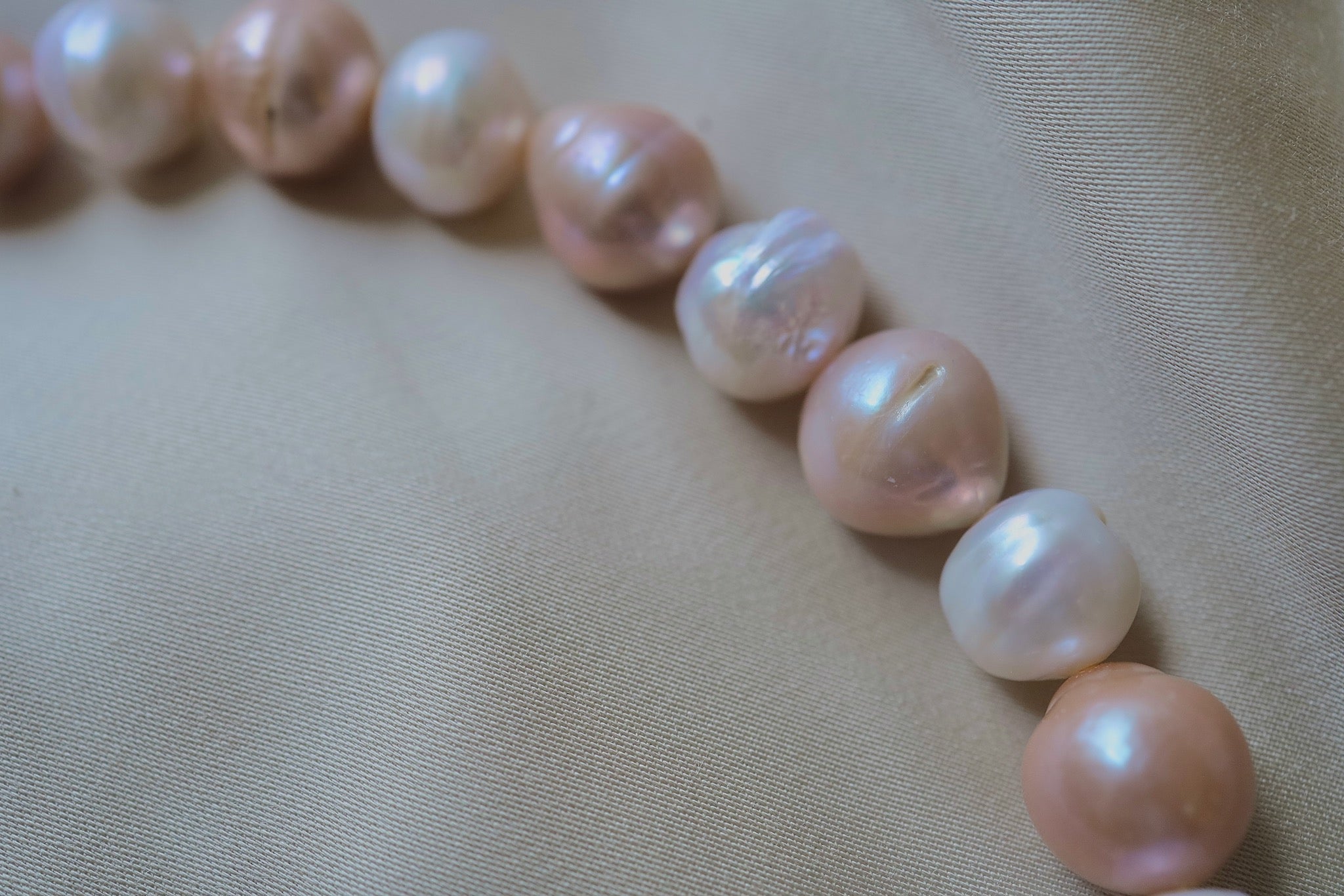 N-006 | Apricot & Porcelain Organic Baroque Pearl Necklace
