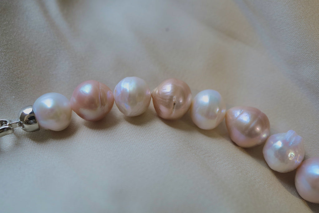 N-006 | Apricot & Porcelain Organic Baroque Pearl Necklace