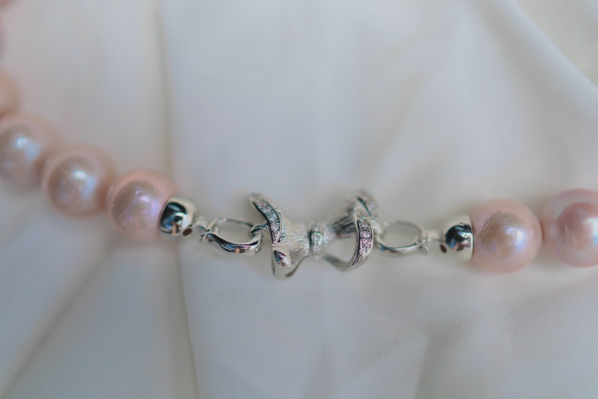 N-007 | Rose Petal Pink Organic Round Pearl Necklace