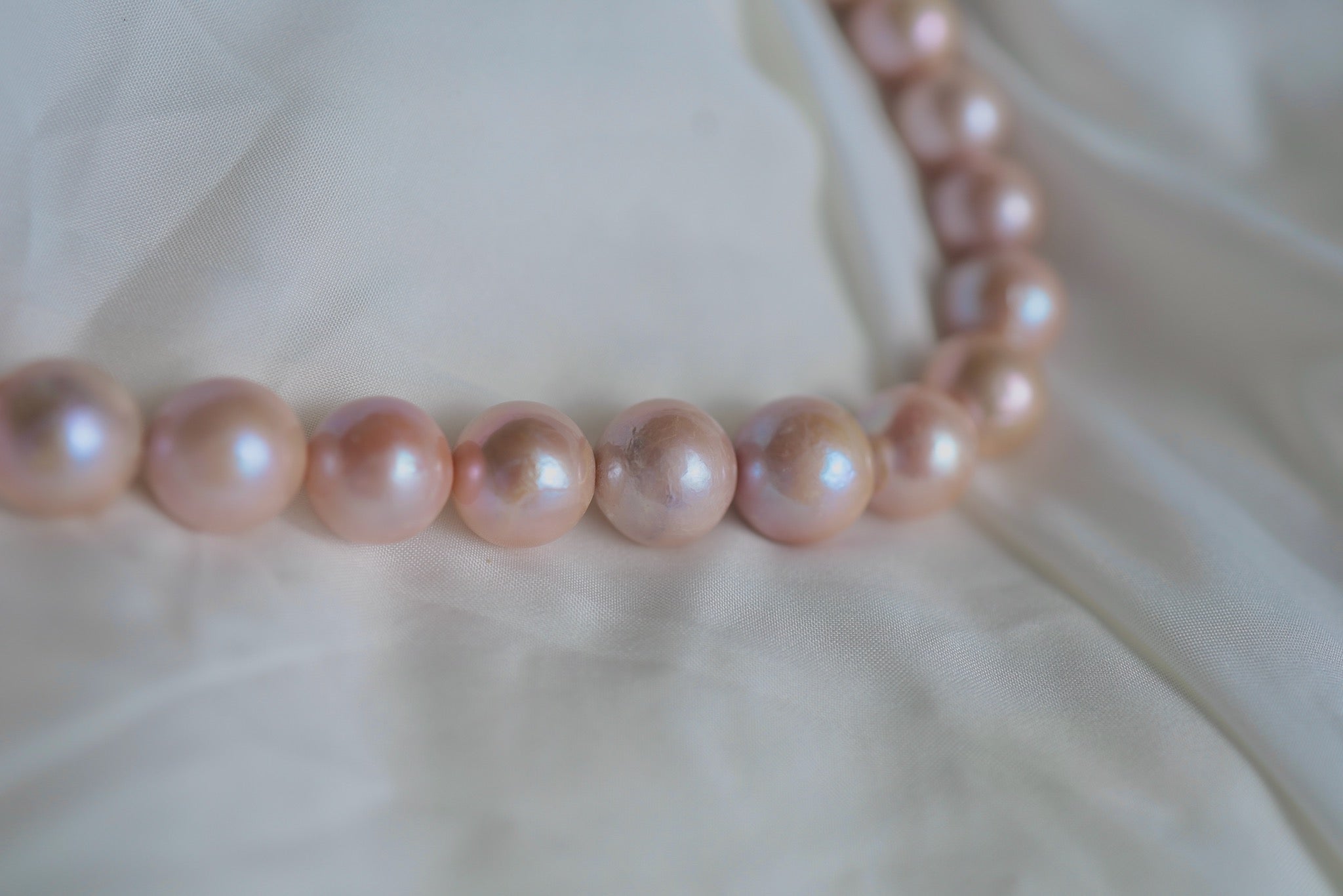 N-007 | Rose Petal Pink Organic Round Pearl Necklace