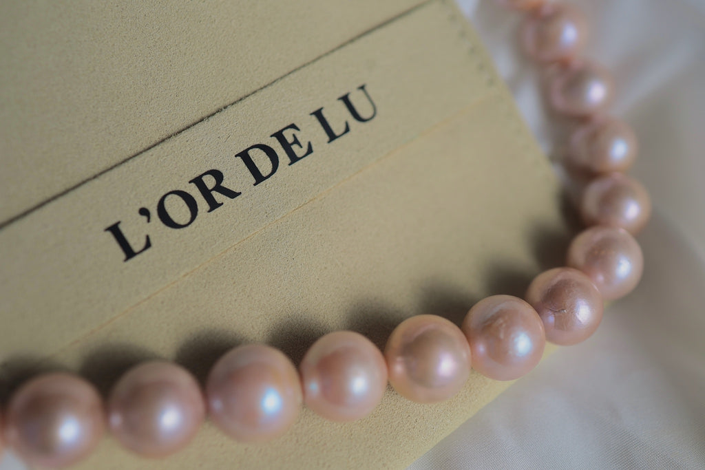N-007 | Rose Petal Pink Organic Round Pearl Necklace