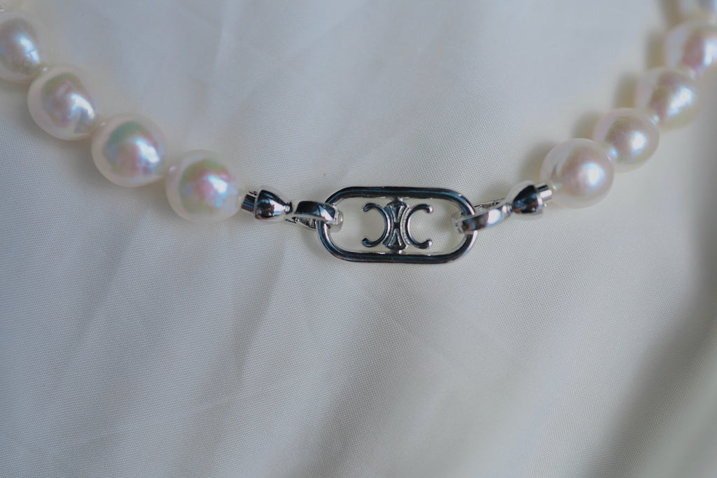 N-008 | Rare Iridescent White Baroque Pearl Necklace