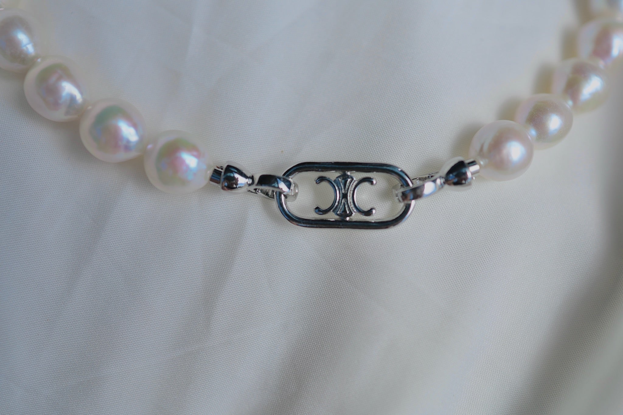 N-008 | Rare Iridescent White Baroque Pearl Necklace