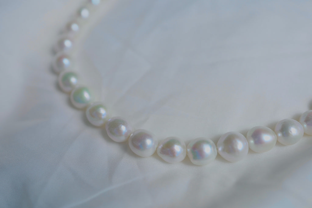 N-008 | Rare Iridescent White Baroque Pearl Necklace